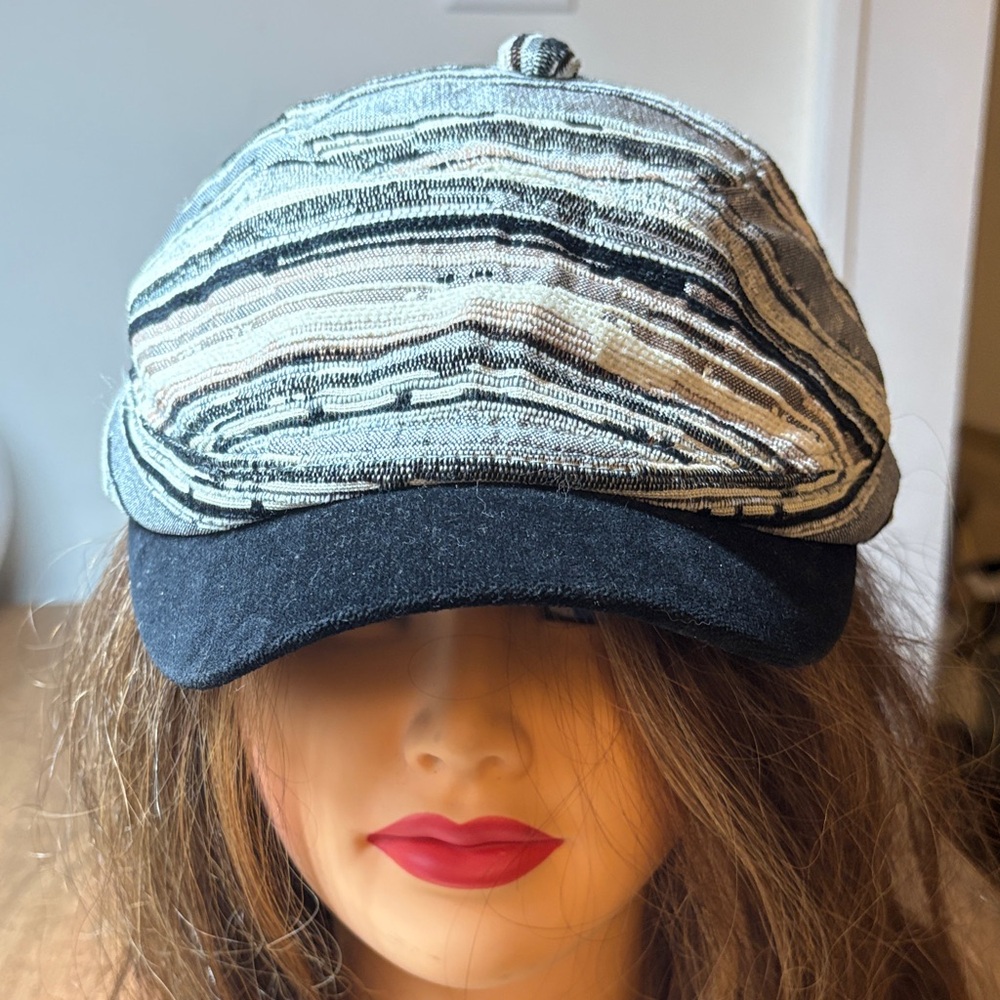 Grace Poly/Rayon Blend Striped Fabric Billed Cap One Size